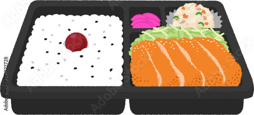 ロースカツ弁当のイラスト