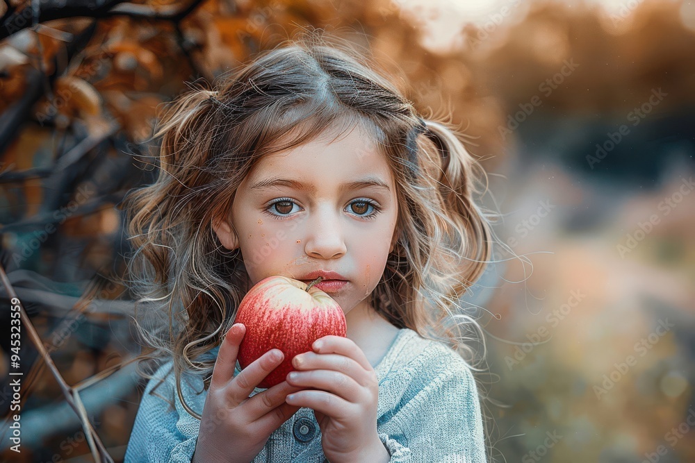 An Apple a Day Keeps the Doctor Away Little girl eating an apple. She ...