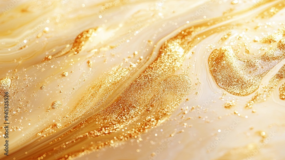 An abstract background decorated with splashes of shimmering golden sand An abstract background decorated with splashes of shimmering golden sand