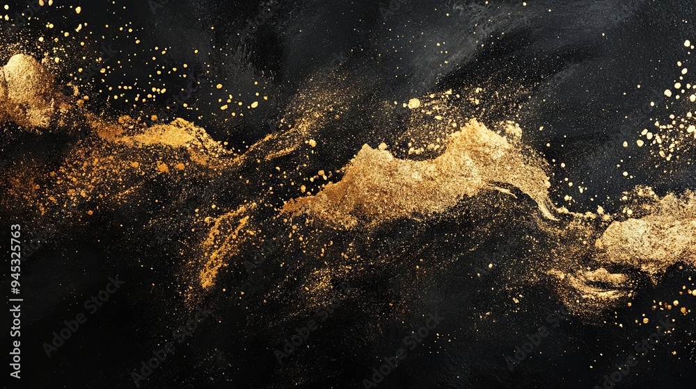 An abstract backdrop adorned with splashes of gleaming golden sand An abstract backdrop adorned with splashes of gleaming golden sand