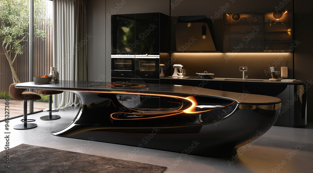 Stylish kitchen interior, created with the help of generative AI technology. Stylish kitchen interior, created with the help of generative AI technology.