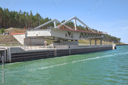 Photo of the swing bridge on the Vistula Spit canal (Mierzeja Wislana), Poland. photo