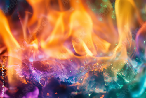 Vibrant Iridescent and Opalescent Flames in a Mesmerizing Blaze