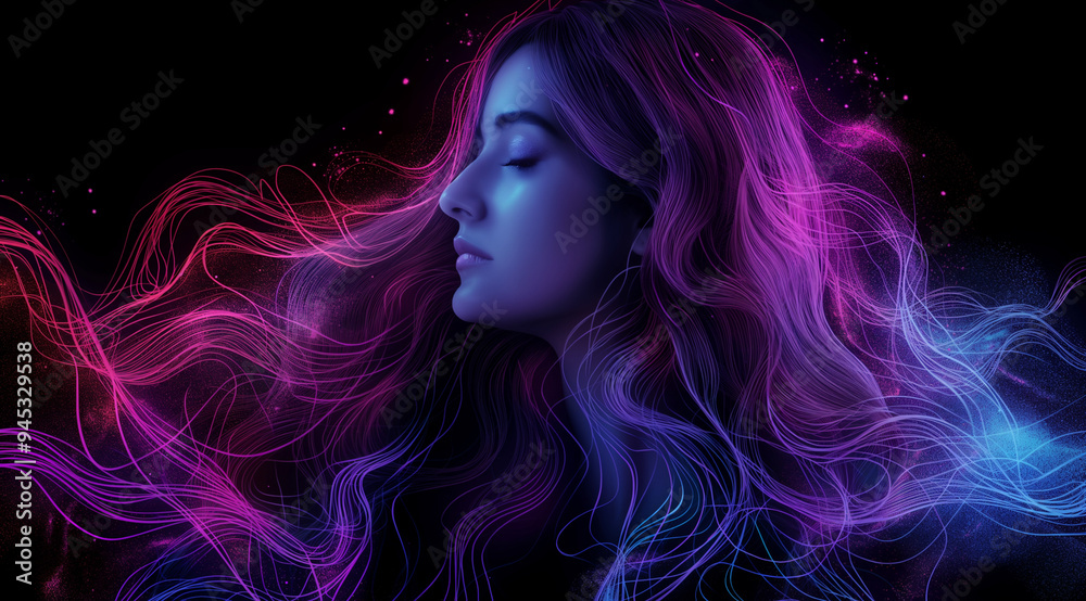 A girl against the background of neon light, created with the help of generative AI technology. A girl against the background of neon light, created with the help of generative AI technology.