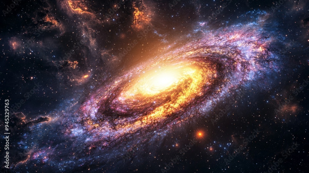 Galactic Center : Close-up of the supermassive black hole at the center of a galaxy, surrounded by bright stars Galactic Center : Close-up of the supermassive black hole at the center of a galaxy, surrounded by bright stars