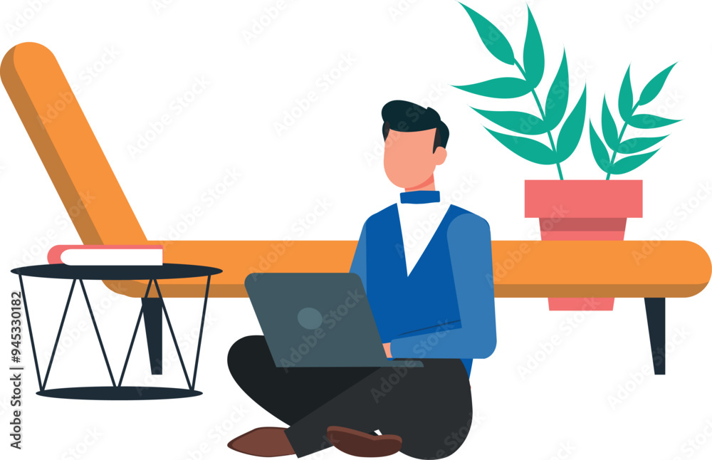 The boy is working from home. The boy is working from home.