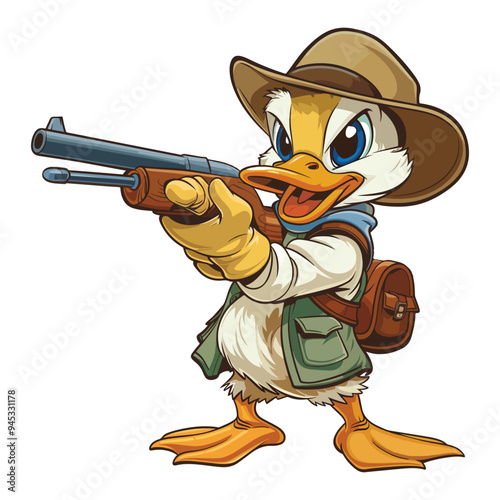 Hunting duck hand drown vector with white background 