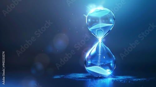 Hourglass on a blue and orange background