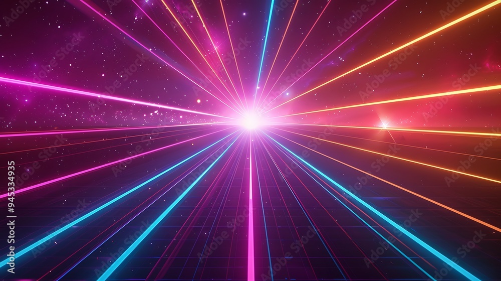 Naklejka premium Neon Laser Light Show Abstract Background