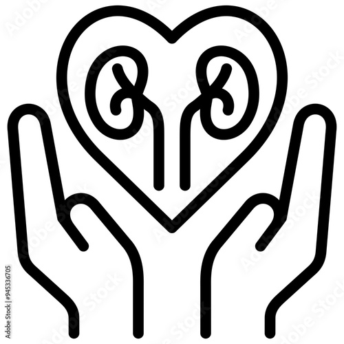 kidney donor icon illustration design with outline