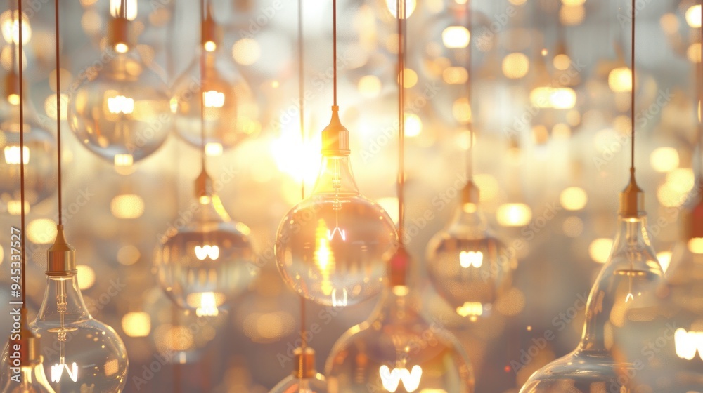 Close up of light bulbs hanging against a blurred background. Close up of light bulbs hanging against a blurred background.