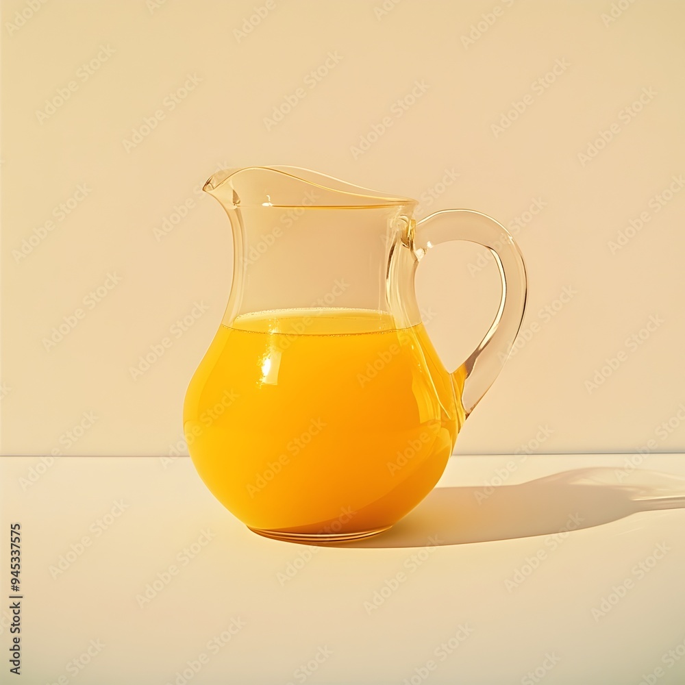 A sleek glass pitcher filled with refreshing vibrant pineapple juice placed centrally on a plain neutral colored surface creating a simple yet eye catching still life composition A sleek glass pitcher filled with refreshing vibrant pineapple juice placed centrally on a plain neutral colored surface creating a simple yet eye catching still life composition