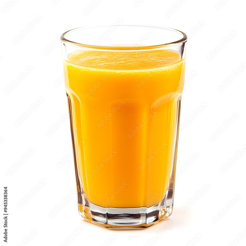 Closeup shot of a tempting glass of freshly squeezed mango juice its amber hued liquid glistening invitingly against a clean white background The beverage exudes a sense of refreshment health Closeup shot of a tempting glass of freshly squeezed mango juice its amber hued liquid glistening invitingly against a clean white background The beverage exudes a sense of refreshment health