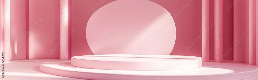 3D abstract podium with a minimalist background featuring a pristine stage Ideal for showcasing products and promotions with a feminine color palette suited for women s products 3D rendering