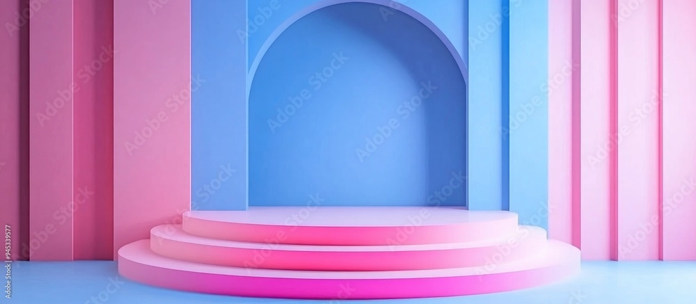 3D Podium Design in Pink and Blue Hues 3D Podium Design in Pink and Blue Hues