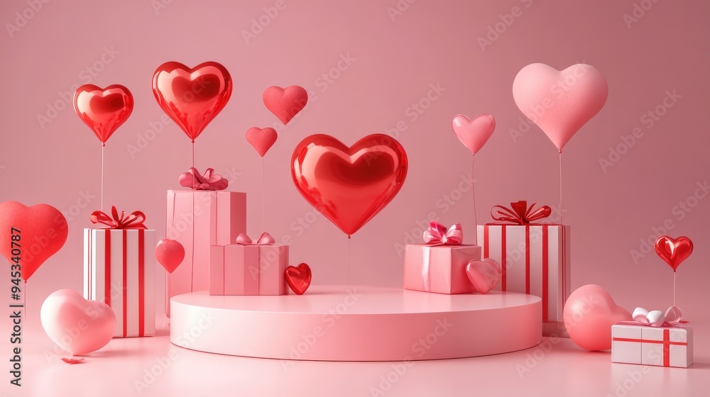 3D abstract podium representing a love concept for displaying gifts and items 3D illustration 3D abstract podium representing a love concept for displaying gifts and items 3D illustration