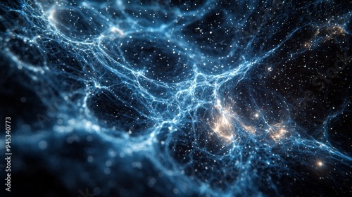 Galaxy Filament : Close-up of a filament structure connecting galaxies, filled with dark matter and stars photo