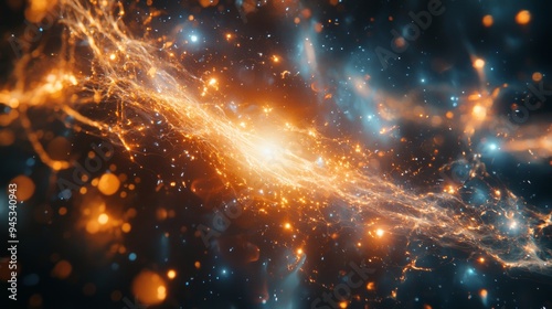 Galaxy Filament   Close-up of a filament structure connecting galaxies  filled with dark matter and stars