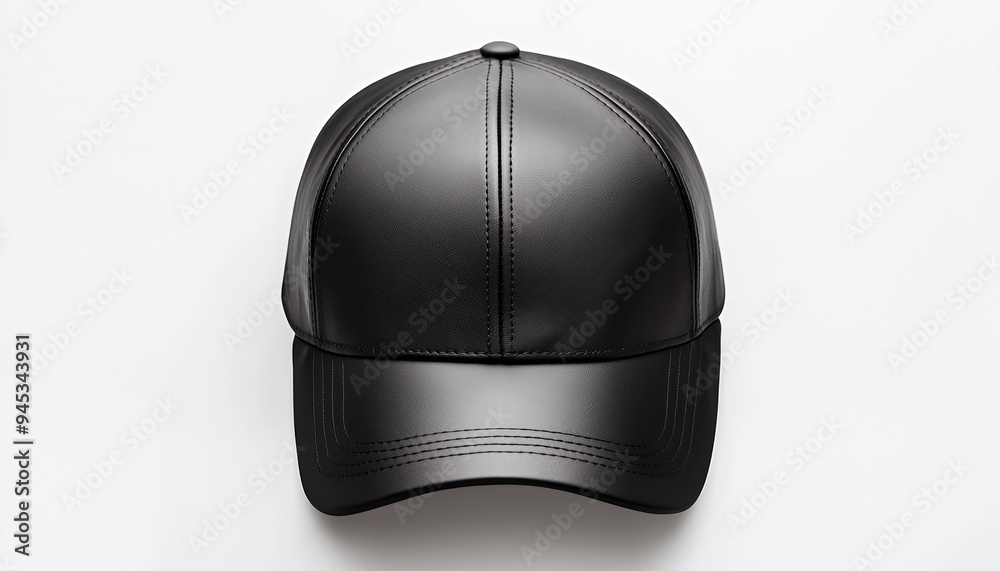 A sleek black cap displayed on a plain background, showcasing modern design and style. A sleek black cap displayed on a plain background, showcasing modern design and style.