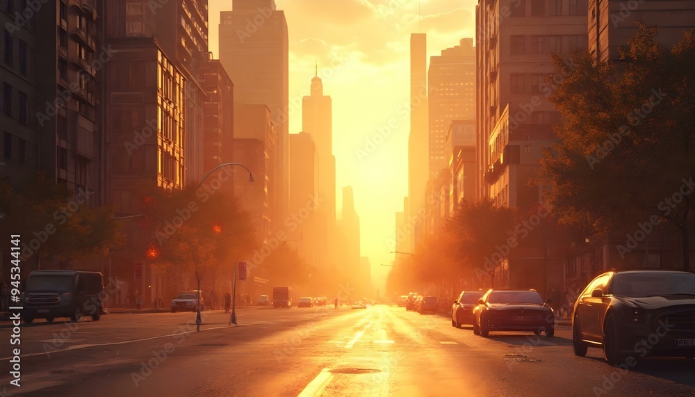 Impact of high temperatures on a city, featuring heat waves rising from hot streets and overheated buildings. Extreme heat effects are visible throughout the urban landscape. Impact of high temperatures on a city, featuring heat waves rising from hot streets and overheated buildings. Extreme heat effects are visible throughout the urban landscape.