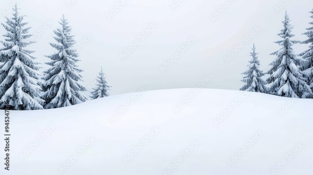 Heavy snowfall blanketing a mountain landscape, winter weather, cold and serene Heavy snowfall blanketing a mountain landscape, winter weather, cold and serene