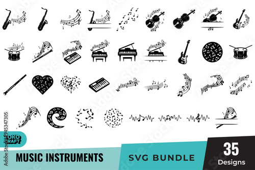 Set of Music Instruments SVG Design