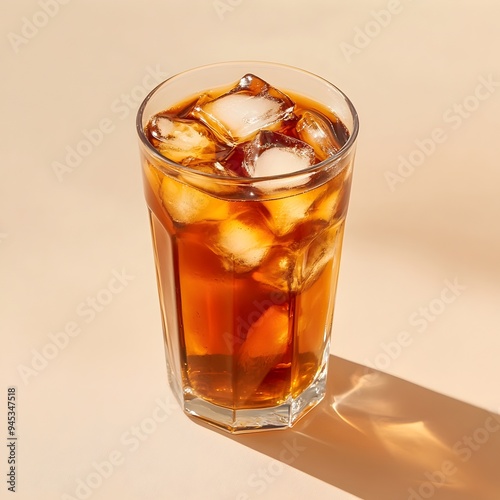 Wallpaper Mural Elegant and Serene Glass of Iced Black Tea Placed Centrally on a Light Minimalist Background Evoking Tranquility and Relaxation Torontodigital.ca