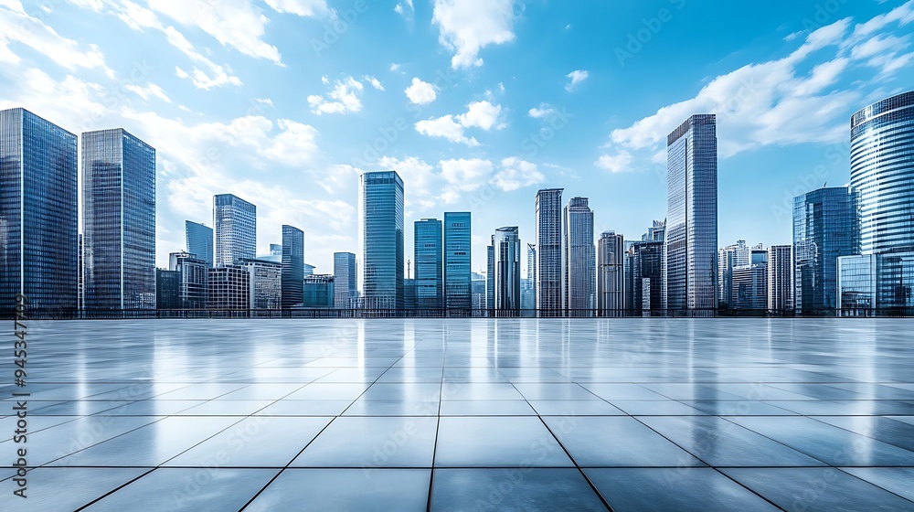 Modern City Skyline with Empty Square Modern City Skyline with Empty Square