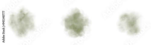 Set of abstract dark green watercolor water splash on a white background. Vector watercolor texture in dark green color. Ink paint brush stain. Dark green splatters spot. Watercolor pastel splash