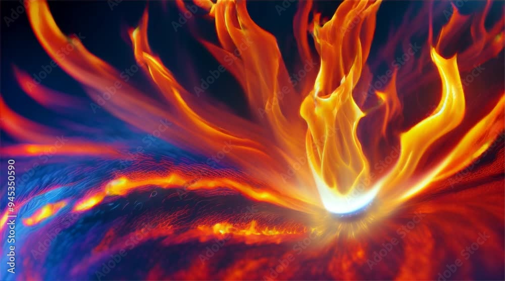 Abstract fire texture motion background. Yellow, red and orange flames glowing with hot burning. Explosion, nuclear bomb, flames burst on dark background. Abstract fire texture motion background. Yellow, red and orange flames glowing with hot burning. Explosion, nuclear bomb, flames burst on dark background.