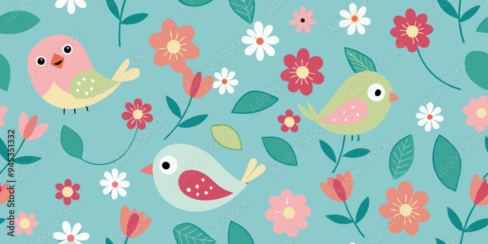 seamless pattern with birds and flowers seamless pattern with birds and flowers