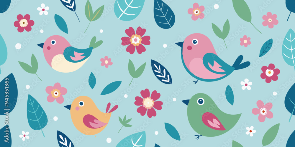 seamless pattern with birds and flowers seamless pattern with birds and flowers