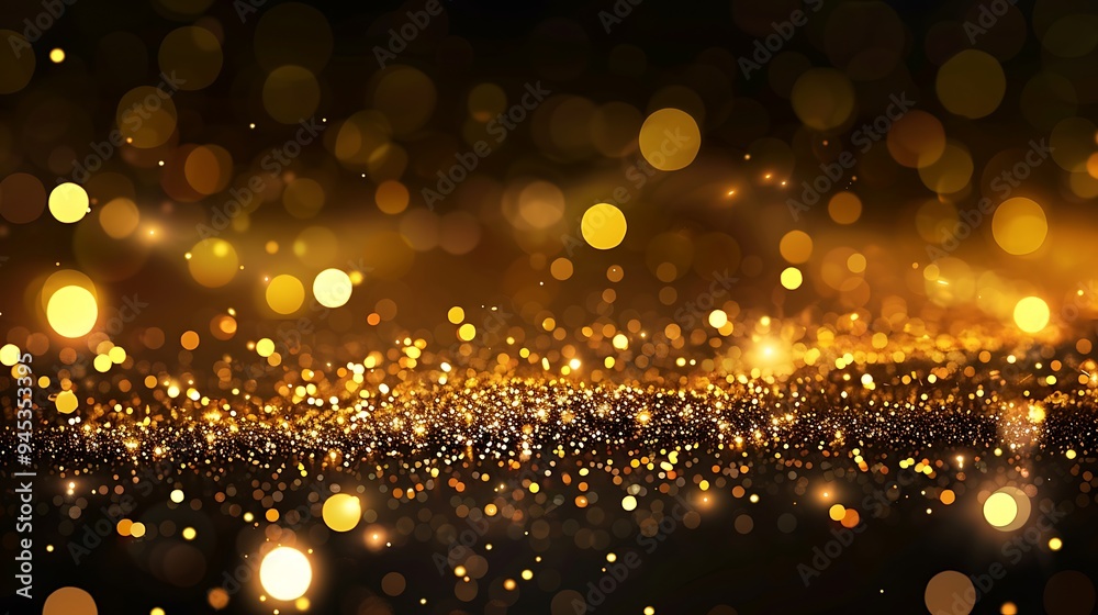 Abstract Background of Golden Lights and Bokeh