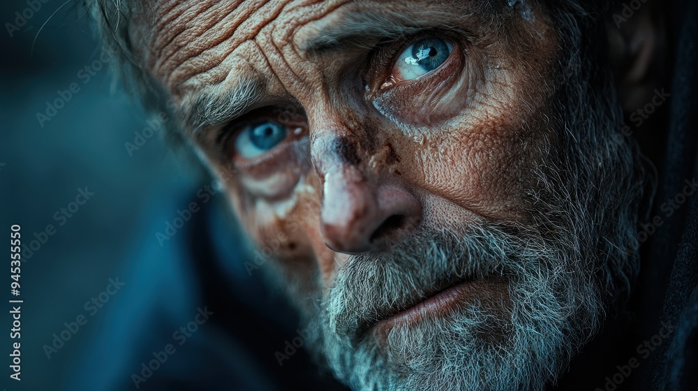 A close-up portrait of an older man with striking blue eyes, showcasing deep lines and a rugged expression full of stories. A close-up portrait of an older man with striking blue eyes, showcasing deep lines and a rugged expression full of stories.