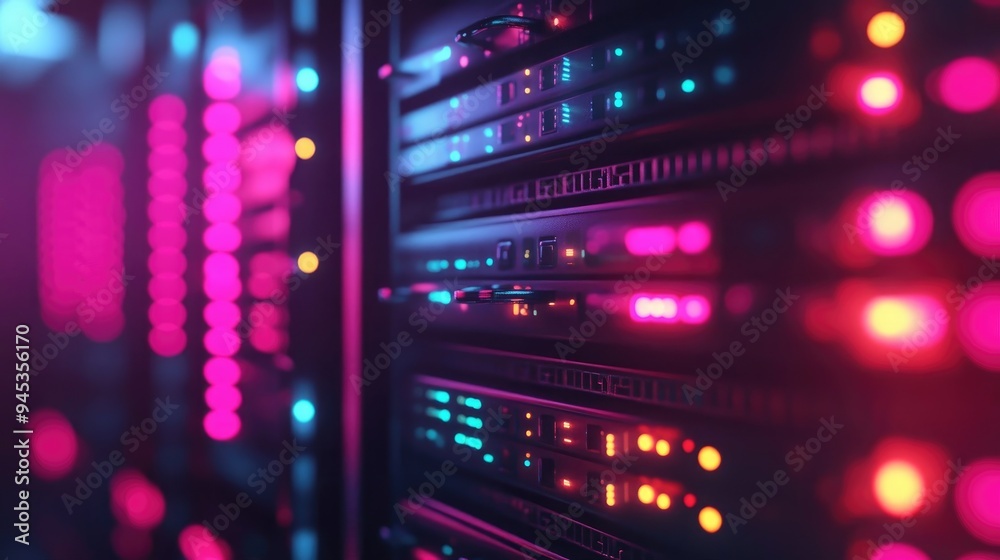 Glowing Network Cable in a Server Room Environment Glowing Network Cable in a Server Room Environment