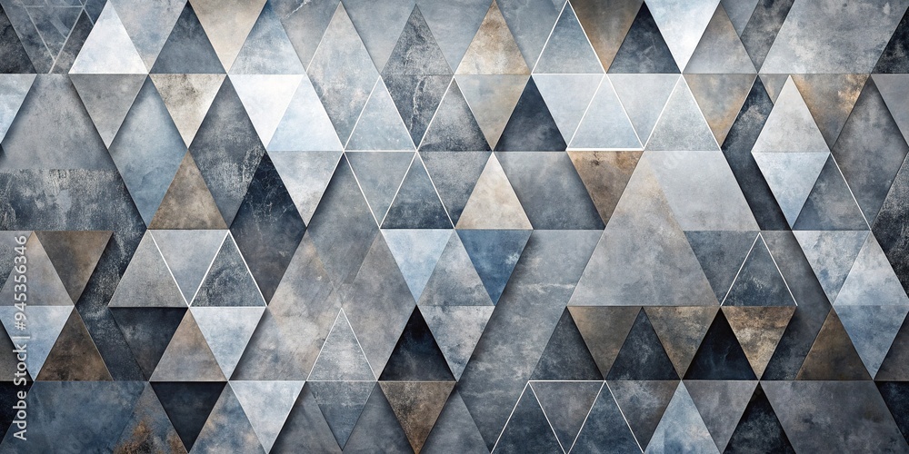 Geometric abstract background featuring overlapping gray triangles with varied textures, from rough to smooth, creating a visually striking and modern digital art composition. Geometric abstract background featuring overlapping gray triangles with varied textures, from rough to smooth, creating a visually striking and modern digital art composition.