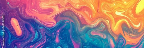 Colorful swirls of vibrant orange and blue liquid patterns in abstract art