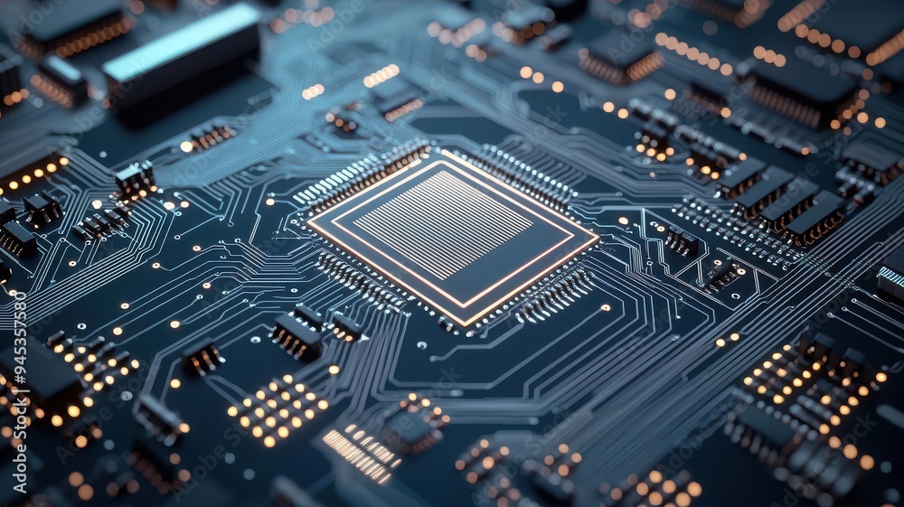 Glowing circuit board patterns in a dark background, tech glowtime, modern and sleek design Glowing circuit board patterns in a dark background, tech glowtime, modern and sleek design