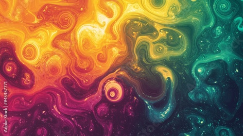 Vibrant abstract swirl of colors resembling cosmic formations in a digital artwork