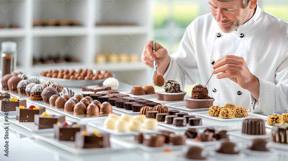 Artisanal chocolatier crafting intricate chocolate sculptures. Artisanal chocolatier crafting intricate chocolate sculptures.