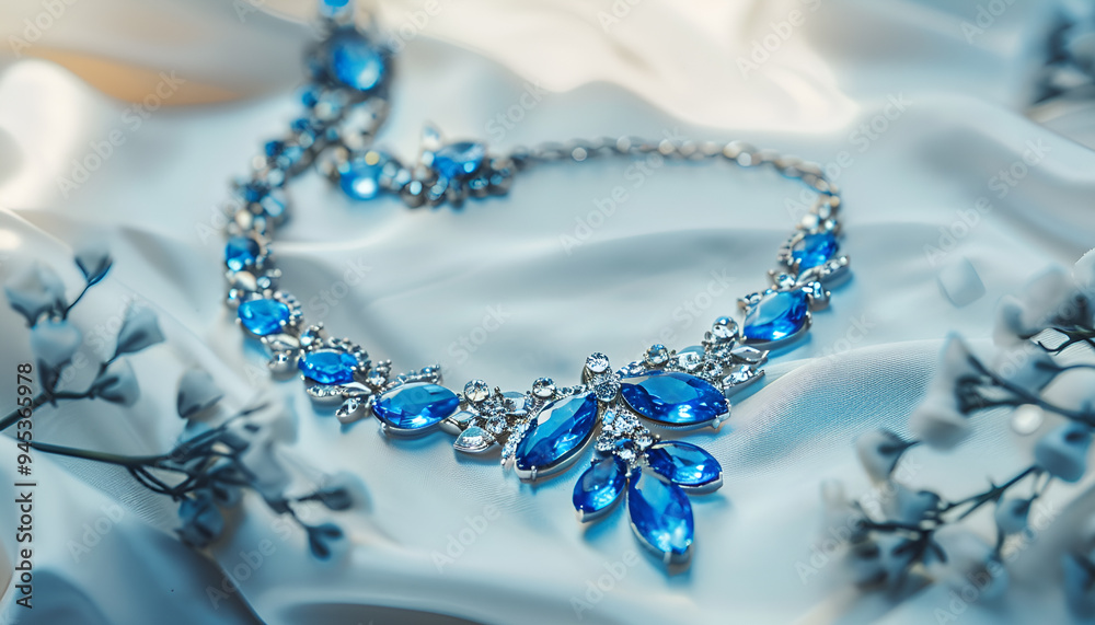 Beautiful necklace closeup on white background Beautiful necklace closeup on white background