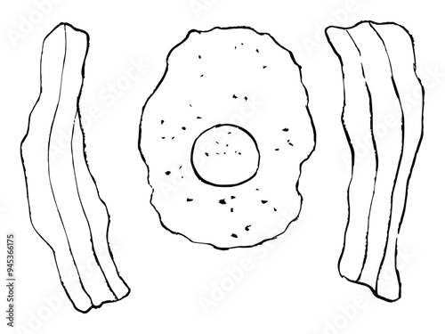 hand drawn illustration of Eggs and bacon