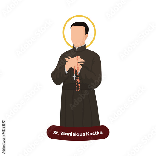 Saint Stanislaus Kostka vector illustration. Feast November 13th. Catholic Saint.