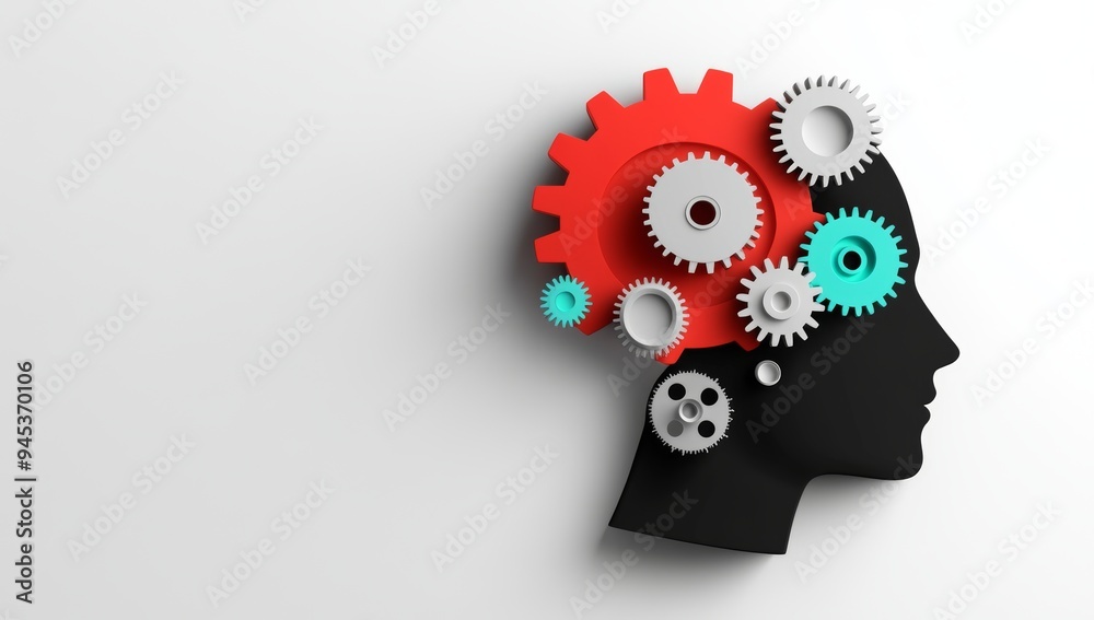 Illustration of Gears and Cogs Inside Silhouette of Head Representing Emotional Intelligence Illustration of Gears and Cogs Inside Silhouette of Head Representing Emotional Intelligence