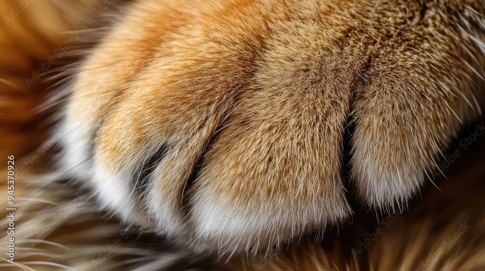 High-Resolution Close-Up of a Fluffy Paw with Fur Details High-Resolution Close-Up of a Fluffy Paw with Fur Details