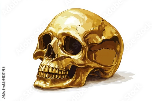 Golden skull artwork shown on a white background