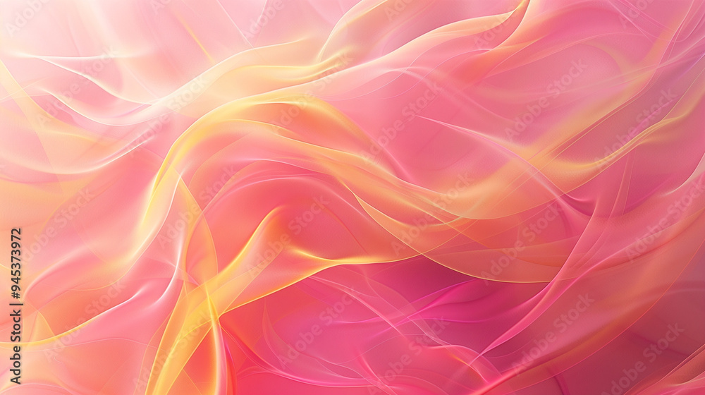 Obraz premium Vibrant Pink and Yellow Abstract Design with Flowing Shapes and Dynamic Colors for Creative Backgrounds.