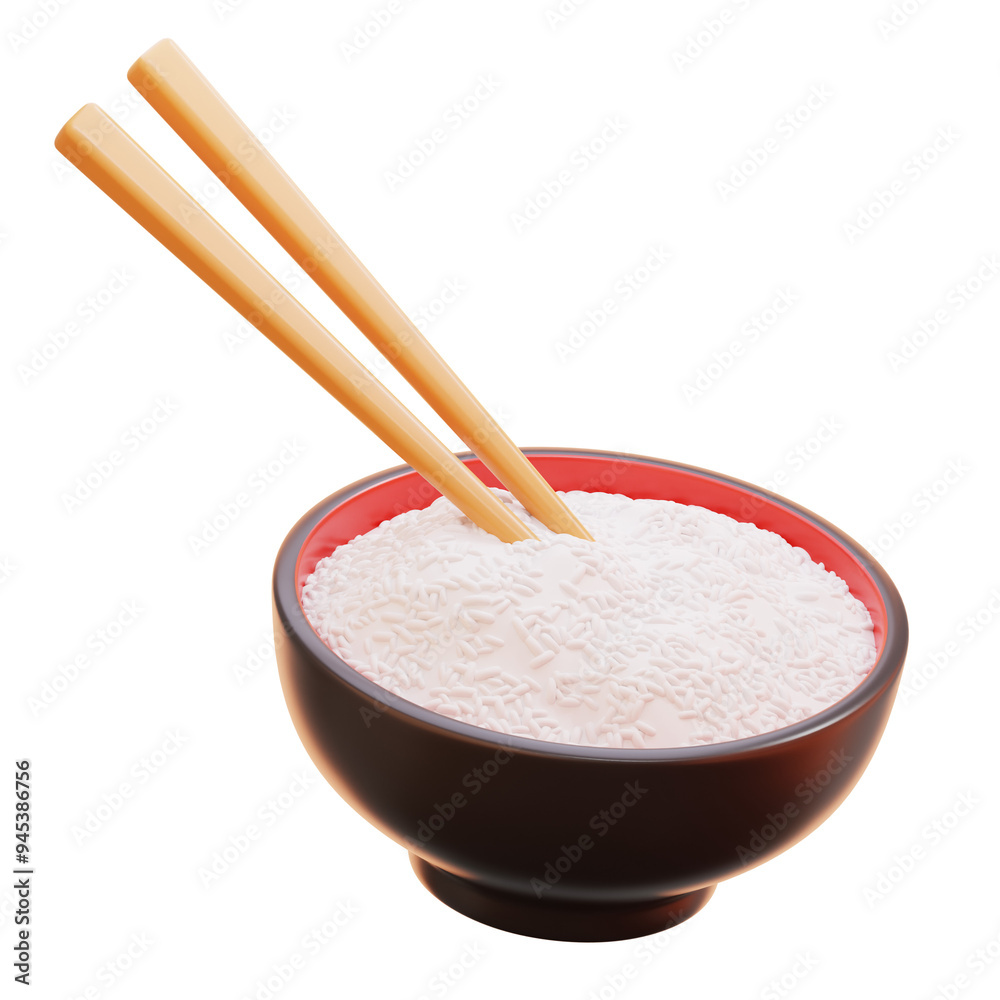 RICE BOWL 3D ICON ILLUSTRATION RICE BOWL 3D ICON ILLUSTRATION