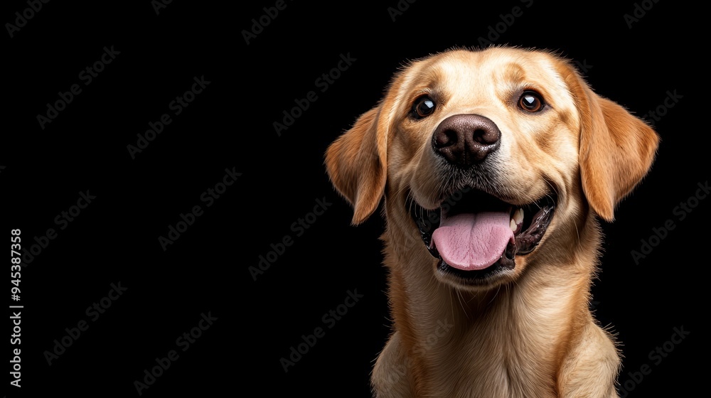 Golden Retriever Dog Portrait with Tongue Out Golden Retriever Dog Portrait with Tongue Out