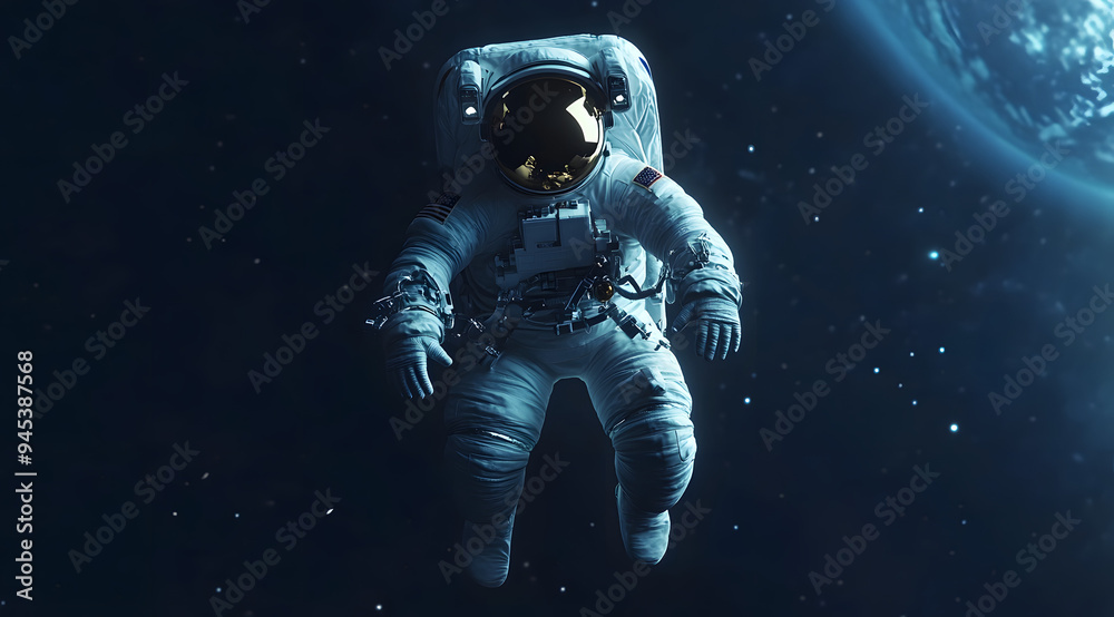Realistic Animation of an Astronaut Floating in Space, Capturing the Sense of Weightlessness and the Expansive Beauty of the Cosmos, Ideal for Illustrating Themes of Space Exploration, Astronaut Exper Realistic Animation of an Astronaut Floating in Space, Capturing the Sense of Weightlessness and the Expansive Beauty of the Cosmos, Ideal for Illustrating Themes of Space Exploration, Astronaut Exper